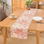 - Runner-5368 - Realhomes  Toz Pembe Çiçek Ve Yaprak Tasarım Dijital Baskılı Runner Realhomes
