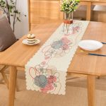 - Runner-5378 - Realhomes  Kırmızı Ve Turucu Şerit Temalı Çiçek Tasrımlı Dekoratif Runner Realhomes