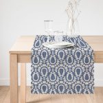 Lacivert Kot Zeminde Soyut Çizimler Baskılı Runner Realhomes