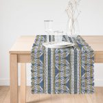 Kot Zeminli Düz Çigili Yaprak Motifli Runner Realhomes