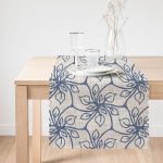 - Runner-5403-1 - Realhomes  Gri Zemiminde Geometrik Çiçek Motifli Runner Realhomes