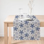 - Runner-5404-1 - Realhomes  Gri Kot Zemin Üzerinde Kristal Taneleri Motifli Runner Realhomes