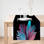 Siyah Zeminli Tropik Yapraklı Özel Tasarım Moderen Runner Realhomes