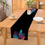 Siyah Zeminli Tropik Yapraklı Özel Tasarım Moderen Runner Realhomes