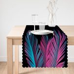 - Runner-5521-1 - Realhomes  Siyah Zeminli Tropik Yapraklı Özel Tasarım Dekoratif Runner Realhomes