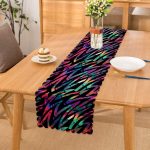 - Runner-5525 - Realhomes Siyah Zemin Üzerinde Neon Zigzag Desenli Dekoratif Runner Realhomes