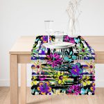 - Runner-5584-1 - Realhomes  Siyah Beyaz Temalı Çiçek Motifli Runner Realhomes