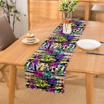 - Runner-5584 - Realhomes  Siyah Beyaz Temalı Çiçek Motifli Runner Realhomes