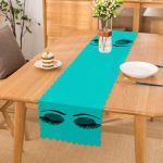 Turkuaz Zeminde Kirpik Motifli Özel Tasarım Modern Runner Realhomes