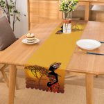 Güneşin Batışındaki Ağaç Zeminli Afrika Kadın Motifli Runner Realhomes