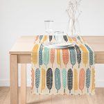 Krem Zemin Renkli Yaprak Özel Tasarımlı Dekoratif Runner Realhomes