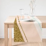 - Runner-7006-1 - Realhomes Pembe Krem Gold Motifli Dijital Baskılı Modern Runner Realhomes