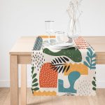 - Runner-7021-1 - Realhomes  Ekru Zeminde Sanatsal Motifler Dijital Baskılı Modern Runner Realhomes