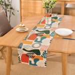 - Runner-7021 - Realhomes  Ekru Zeminde Sanatsal Motifler Dijital Baskılı Modern Runner Realhomes