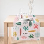 Renkli Amazon Yapraklı Motifler Dijital Baskılı Modern Runner Realhomes