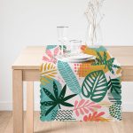 - Runner-7024-1 - Realhomes Soyut Renkli Yaprak Motifli Dijital Baskılı Modern Runner Realhomes