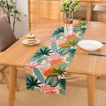 - Runner-7024 - Realhomes Soyut Renkli Yaprak Motifli Dijital Baskılı Modern Runner Realhomes