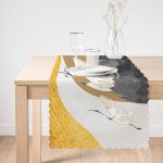 - Runner-7088-1 - Realhomes Renkli Zeminde Leylek Desenli Dijital Baskılı Modern Runner Realhomes