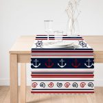 - Runner-7099-1 - Realhomes Bordo Lacivert Renkli Çapa Dümen Temalı Dijital Baskılı Modern Runner Realhomes