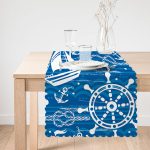 Mavi Beyaz Zeminli Deniz Yıldızı Desenli Dijital Baskılı Modern Runner Realhomes