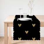 Siyah Zeminde Gold Puantiyeli Dijital Baskılı Modern Runner Realhomes