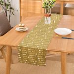 - Runner-7122 - Realhomes Gold Zeminde Ok Çizimli Dijital Baskılı Modern Runner Realhomes