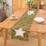 - Runner-7130 - Realhomes Gold Zeminli Beyaz Yıldız Desenli Dijital Baskılı Modern Runner Realhomes