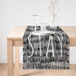 - Runner-7134-1 - Realhomes Siyah Beyaz Zeminli Onedraw Çizimli Stay Yazılı Dijital Baskılı Modern Runner Realhomes