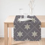 Gri Zeminli Kar Tanesi Desenli Dijital Baskılı Modern Runner Realhomes