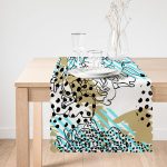 - Runner-7179-1 - Realhomes Renkli Zemin Üzerinde Onedraw Çizimli Dijital Baskılı Modern Runner Realhomes