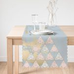 - Runner-7195-1 - Realhomes Renkli Zemin Üzerinde Üçgen Desenli Dijital Baskılı Modern Runner Realhomes