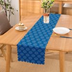 Mavi Zeminli Kar Tanesi Desenli Dijital Baskılı Modern Runner Realhomes