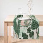 - Runner-7270-1 - Realhomes Soft Renkli Zemin Üzerinde Koyu Renkli Yaprak Desenli Dijital Baskılı Modern Runner Realhomes