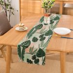 - Runner-7270 - Realhomes Soft Renkli Zemin Üzerinde Koyu Renkli Yaprak Desenli Dijital Baskılı Modern Runner Realhomes