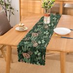 - Runner-7271 - Realhomes Siyah Zemin Üzerinde Rengarenk Çiçek Desenli Dijital Baskılı Modern Runner Realhomes