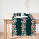 - Runner-7280-1 - Realhomes Rengarenk Zemin Üzerinde Çiçek Desenli Dijital Baskılı Modern Runner Realhomes