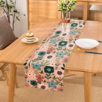 Pudra Zemin Üzerinde Çiçek Desenli Dijital Baskılı Modern Runner Realhomes