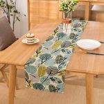 - Runner-7287 - Realhomes Beyaz Zemin Üzerinde Yaprak Desenli Dijital Baskılı Modern Runner Realhomes