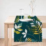 Renkli Zemin Üzerinde Yaprak Motifli Dijital Baskılı Modern Runner Realhomes