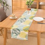 - Runner-7324 - Realhomes Beyaz Zemin Üzerinde Soft Renkli Yaprak Motifli Dijital Baskılı Modern Runner Realhomes