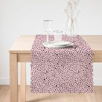 - Runner-7352-1 - Realhomes Renkli Zemin Üzerinde Siyah Puantiye Desenli Dijital Baskılı Modern Runner Realhomes