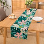 - Runner-7353 - Realhomes Renkli Zemin Üzerinde Yaprak Motifli Dijital Baskılı Modern Runner Realhomes