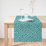 - Runner-7354-1 - Realhomes Renkli Zemin Üzerinde Siyah Puantiye Desenli Dijital Baskılı Modern Runner Realhomes