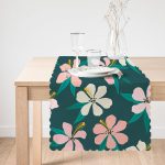 Renkli Zemin Üzerinde Yaprak Motifli Dijital Baskılı Modern Runner Realhomes