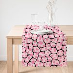 - Runner-7364-1 - Realhomes Siyah Zemin Üzerinde Pembe Renkli Puantiye Desenli Dijital Baskılı Modern Runner Realhomes