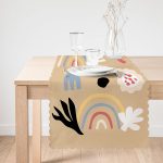 - Runner-7385-1 - Realhomes Hardal Zeminli Rengarenk Çiçek Desenli Dijital Baskılı Modern Runner Realhomes