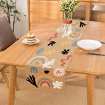 - Runner-7385 - Realhomes Hardal Zeminli Rengarenk Çiçek Desenli Dijital Baskılı Modern Runner Realhomes