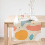 - Runner-7386-1 - Realhomes Hardal Zemin Üzerinde Onedraw Çizimli Oval Desenler Dijital Baskılı Modern Runner Realhomes