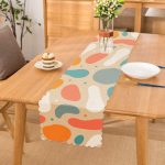 - Runner-7386 - Realhomes Hardal Zemin Üzerinde Onedraw Çizimli Oval Desenler Dijital Baskılı Modern Runner Realhomes