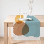 - Runner-7389-1 - Realhomes Renkli Zemin Üzerinde Onedraw Çizimli Oval Desenli Dijital Baskılı Modern Runner Realhomes